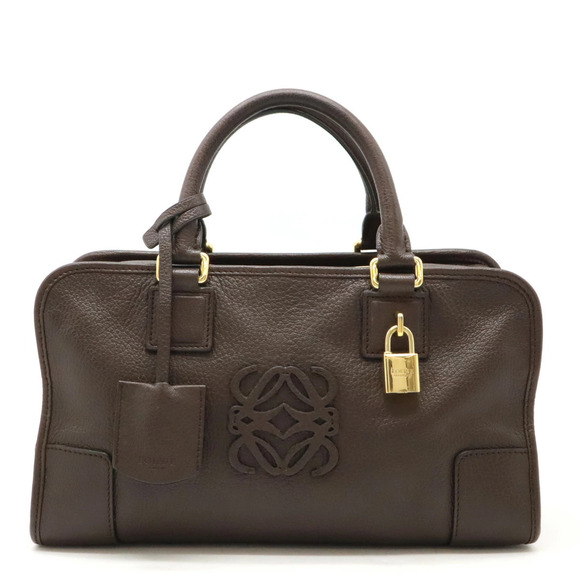Loewe Handbags - LOEWE Amazona Anagram Handbag Boston Bag Leather Brown